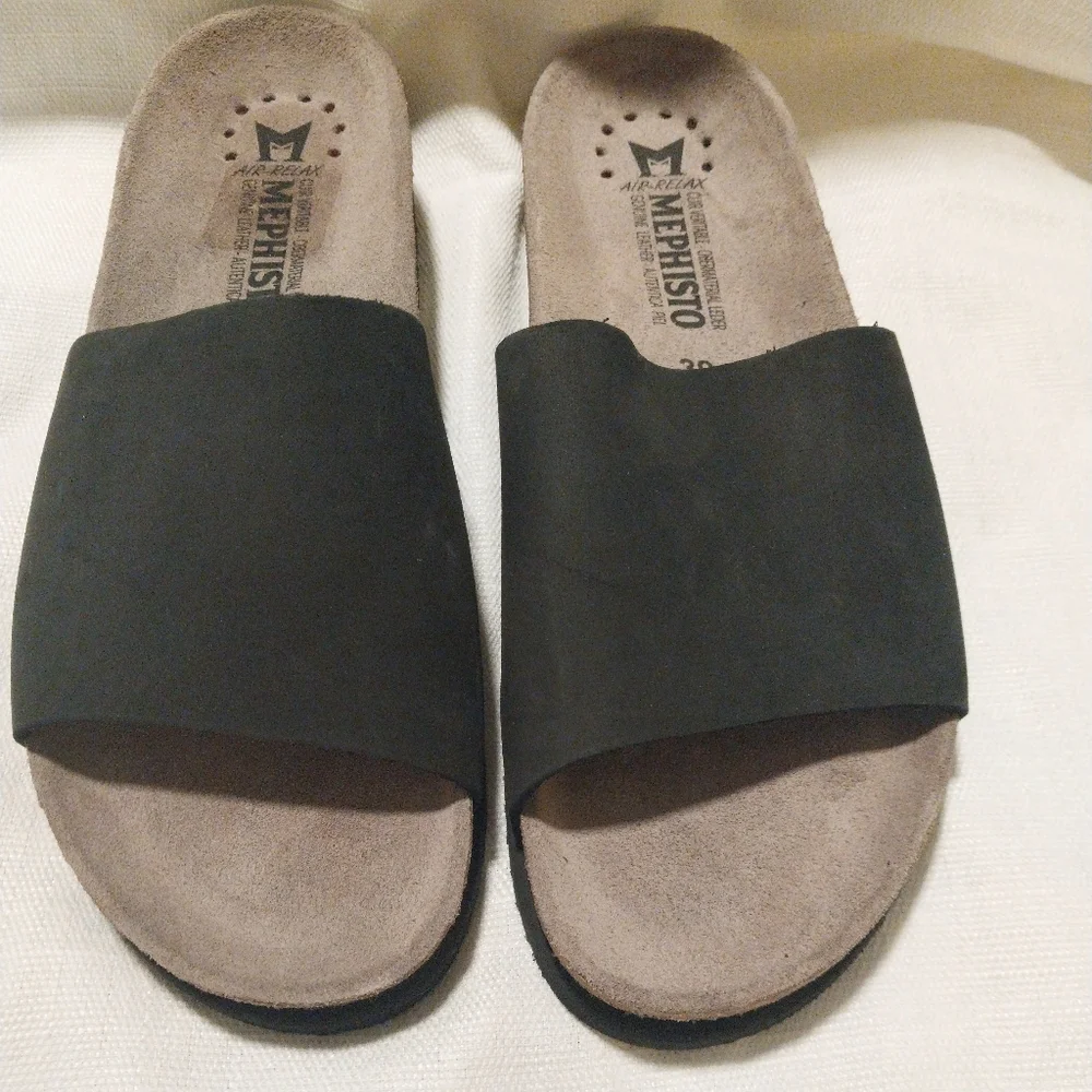 Mephisto Black Nubuck Leather Hanik Leather Sandals NWOB